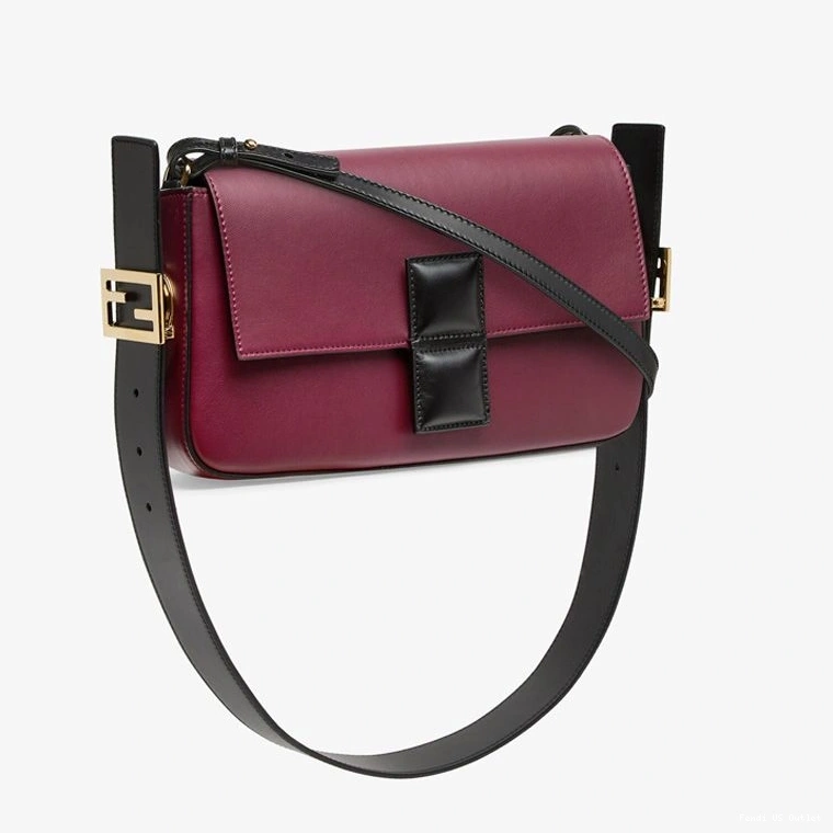 Vintage HOT Nappa Burgundy Baguette Leather Bag Medium Fendi Twist In 0731